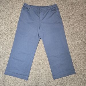 Pact Organic Cotton Twill Wide Leg Pants Women's Size XXL Blue Gray